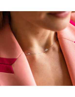 COLLANA CON CASTONI TOTAL WHITE DONNA RUE DES MILLE  GRZ 014 M1 RH Rue Ds Mille
