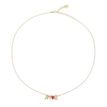 GIROCOLLO ZIRCONE E SCRITTA  AMORE RUE DES MILLE