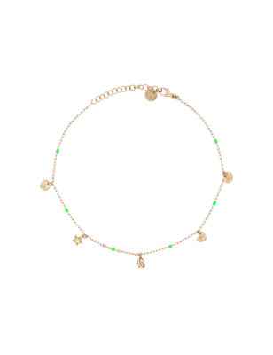 CAVIGLIERA CON CHARMS E SMALTO VERDE DONNA RUE DES MILLE 