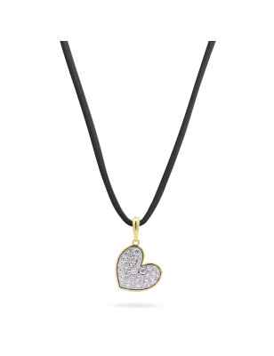 COLLANA CHOKER NERO CON CUORE PAVE'  RUE DES MILLE 