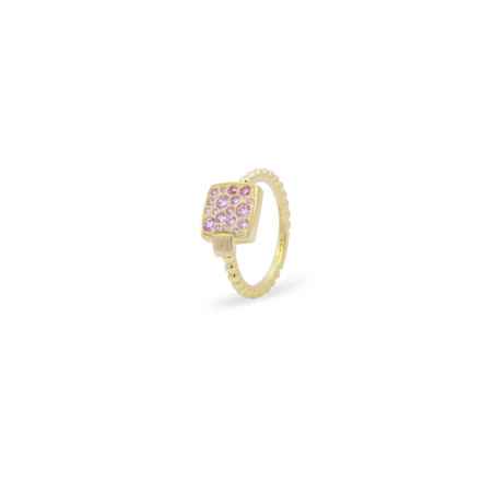 ANELLO QUADRATO PAVE' ROSA MIS.13 RUE DES MILLE ANZ-018 M1 TV C AU Rue Ds Mille