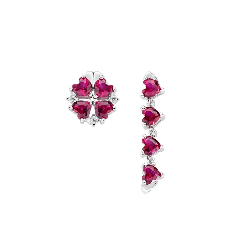 Orecchini Quadricuore Magnetico Rossi Donna Amen 