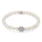 Bracciale di perle con quadrifoglio argento e zirconi Donna Miluna 
