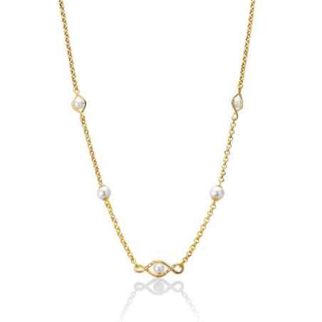 COLLANA ARGENTO DORATO DONNA MILUNA LE PERLE PCL6128G Miluna
