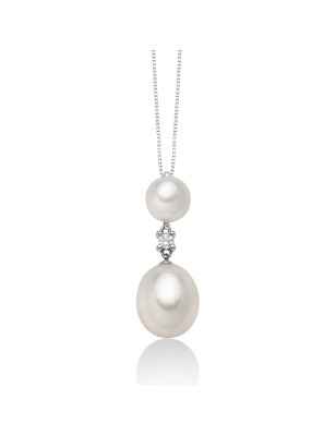 COLLANA PENDENTE PERLE DIAMANTE DONNA MILUNA LE PERLE