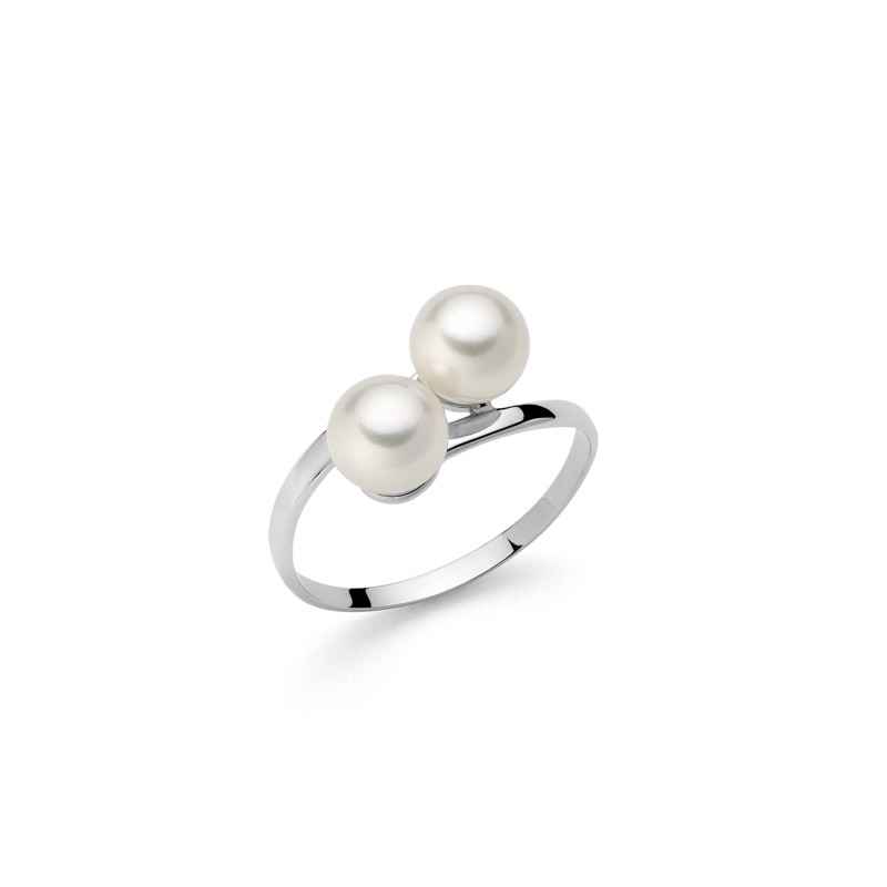 Anello in oro bianco con perle contrariè Donna Miluna Le Perle Anello in oro bianco con perle contrariè Donna Miluna Le Perle