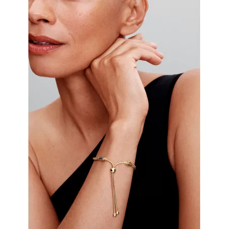 Bracciale dorato con chiusura scorrevole Donna Pandora