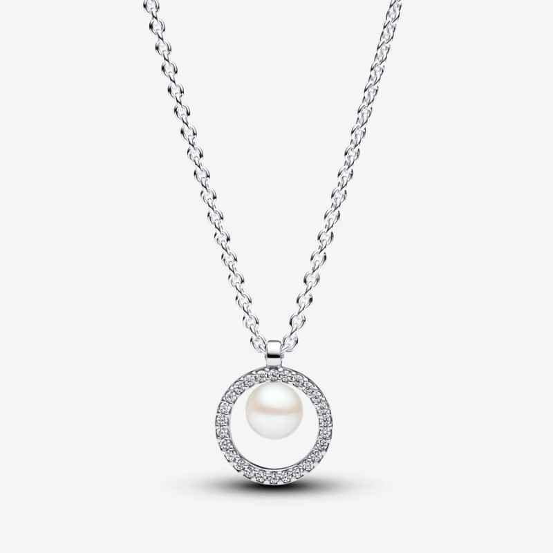 COLLANA CON PERLA ACQUA DOLCE E PAVE' PANDORA
