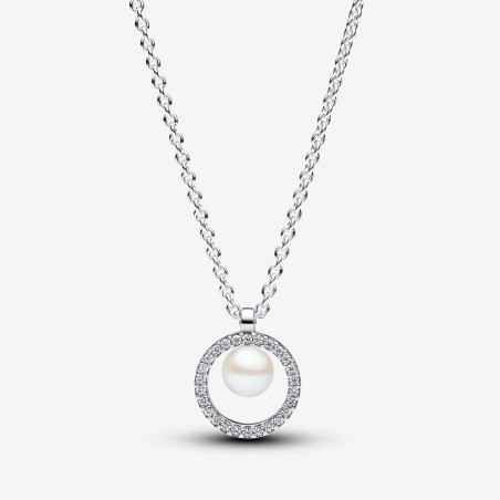 COLLANA CON PERLA ACQUA DOLCE E PAVE' PANDORA