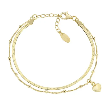 Bracciale dorato Doppia Catena con Cuore Donna Amen