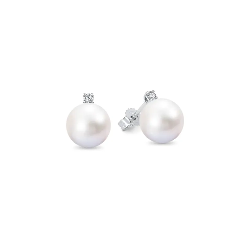 Orecchini in oro bianco perle Australia e diamanti Donna Demetra