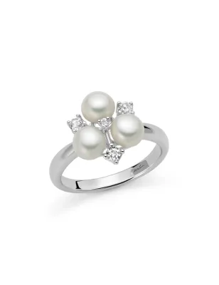 Anello Unica Bouquet in argento perle e topazi Donna Miluna