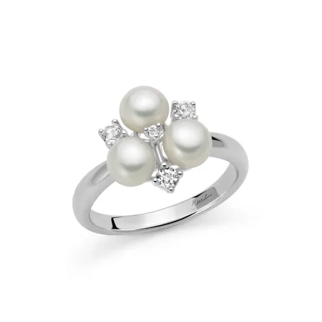 Anello Unica Bouquet in argento perle e topazi Donna Miluna