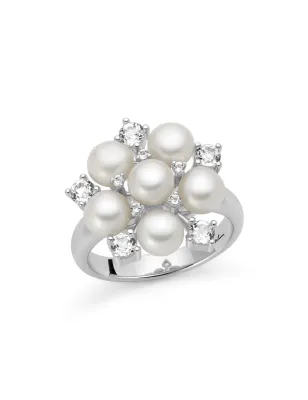 Anello Unica Bouquet in argento perle e topazi Donna Miluna