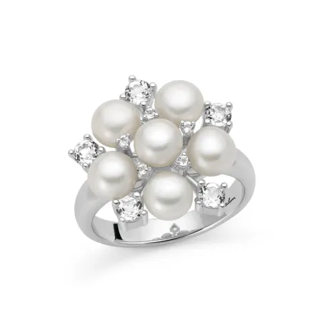 Anello Unica Bouquet in argento perle e topazi Donna Miluna