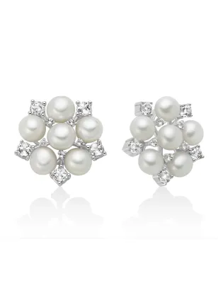 Orecchini Unica Bouquet in argento perle e topazi Donna Miluna