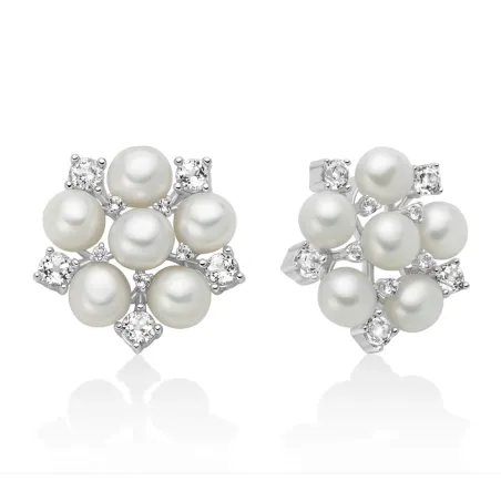 Orecchini Unica Bouquet in argento perle e topazi Donna Miluna