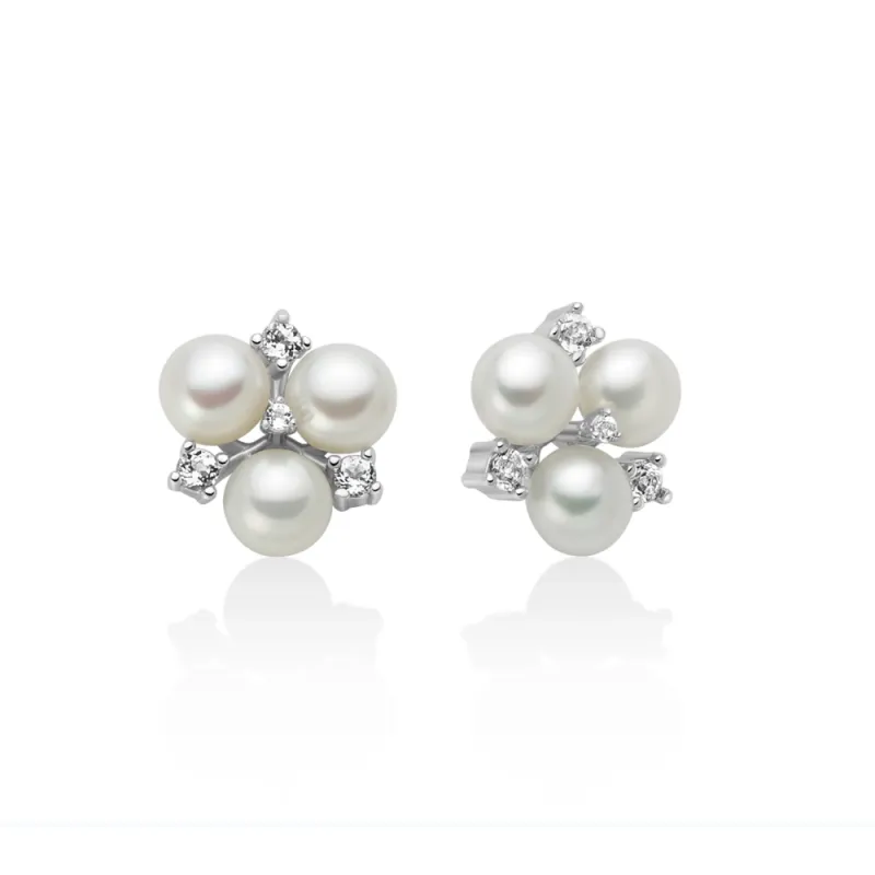 Orecchini Unica Bouquet in argento perle e topazi Donna Miluna