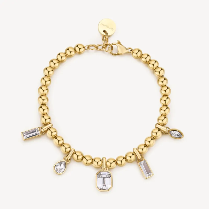 Bracciale dorato Symphonia con sfere e cristalli pendenti Donna Brosway