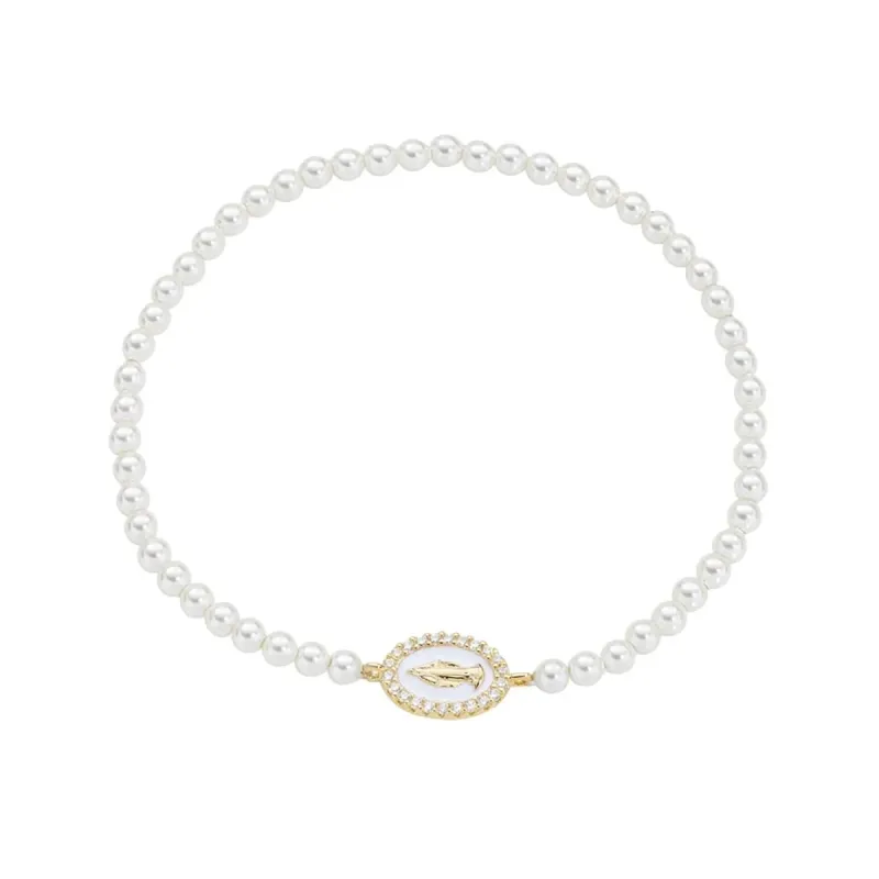 Bracciale Perle Madonnina Bianca Donna Amen