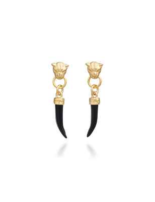 ORECCHINI DORATI LEOPARDO ZANNA NERA DONNA GIOVANNI RASPINI  12028 Giovanni Raspini