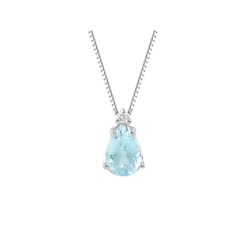 Collana in oro Acquamarina a goccia e diamante Donna Demetra Collana in oro Acquamarina a goccia e diamante Donna Demetra