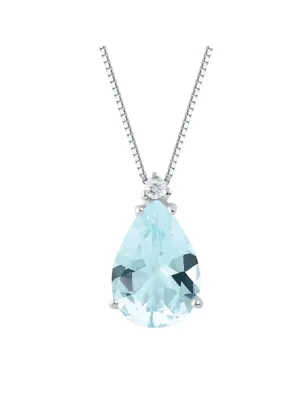 Collana in oro bianco Acquamarina e Diamante Donna Demetra