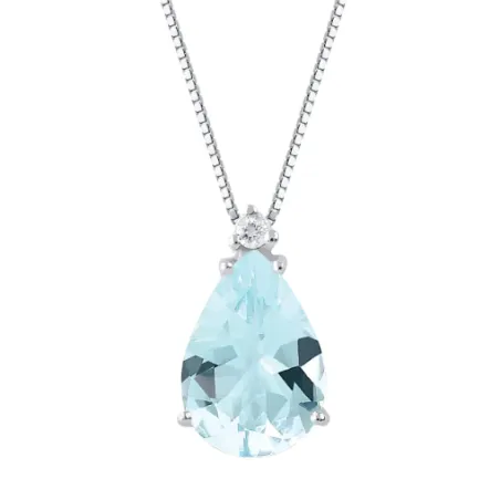 Collana in oro bianco Acquamarina e Diamante Donna Demetra