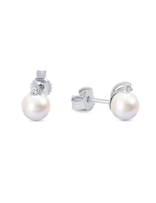 Orecchini in oro Perle Akoya 6-6,5mm Diamante Donna Demetra