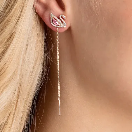 Orecchini pendenti Swan Cigno Rosa Donna Swarovski
