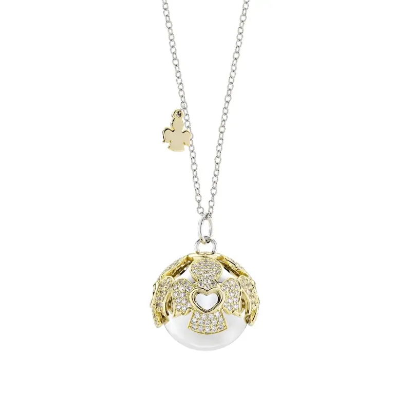 Collana Chiama Angeli Acciaio Dorato Rodio Zirconi Donna Amen Collana Chiama Angeli Acciaio Dorato Rodio Zirconi Donna Amen