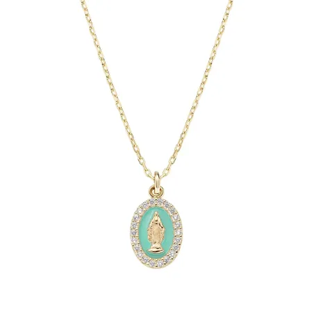 Collana mini Medaglia Miracolosa smaltata Verde Mare DONNA Amen CLMISMGTI Amen