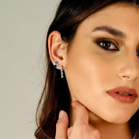 Orecchini Quadricuore Blu Multicolor Donna Amen