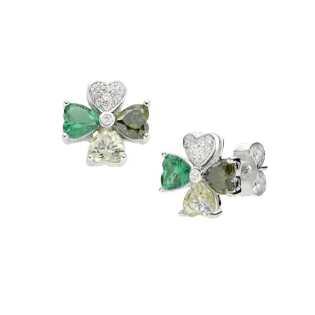 Orecchini Quadricuore Verde Multicolor Donna Amen
