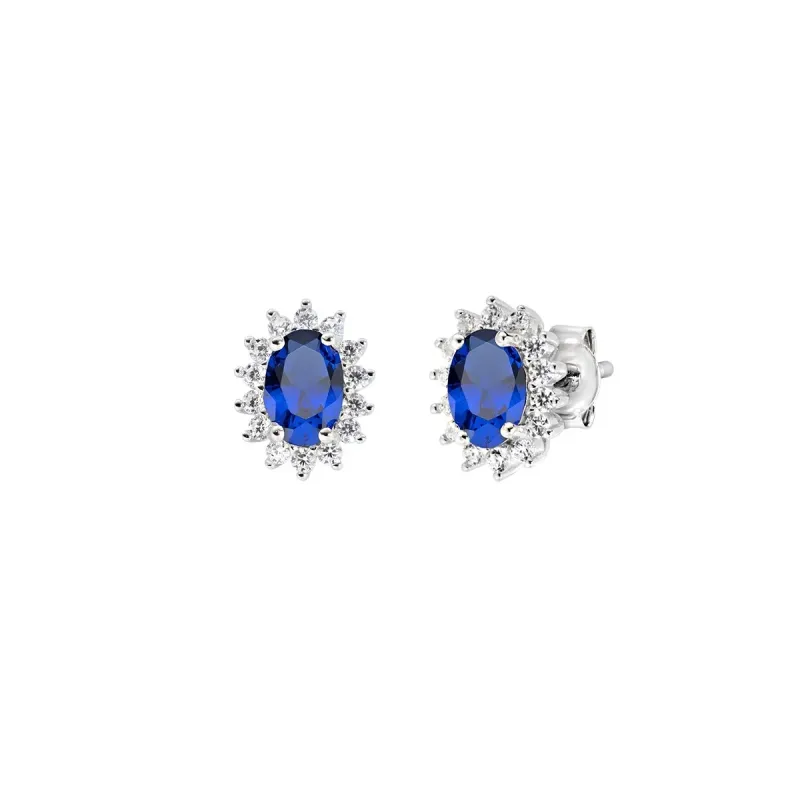 Orecchini Royal Lady Mini con Zircone Blu Donna Amen