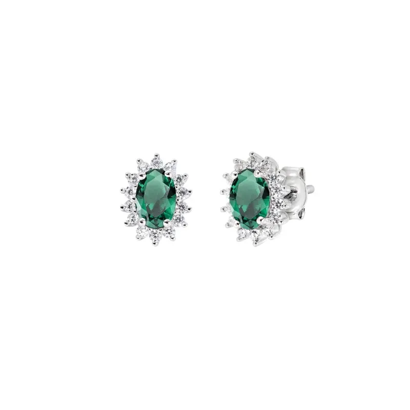 Orecchini Royal Lady Mini con Zircone Verde Donna Amen