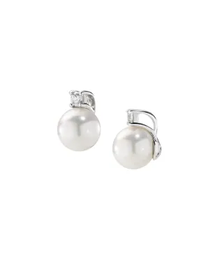 Orecchini con perla da 8 mm e zircone bianco Donna Amen