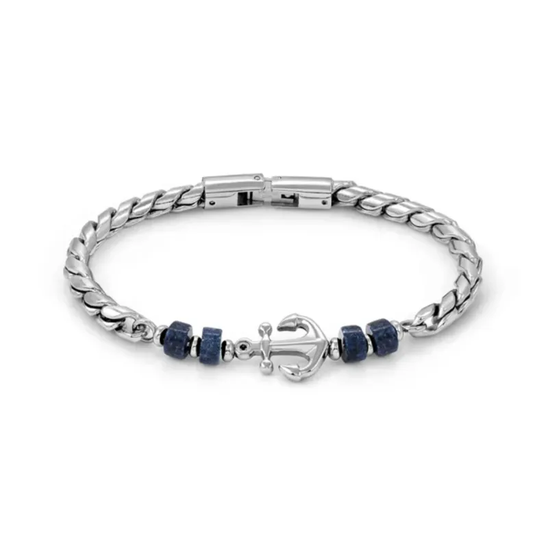 Bracciale Atlante Ancora Sodalite blu Uomo Nomination