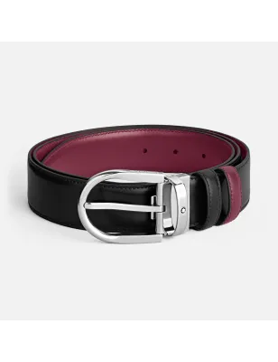 Cintura reversibile 35mm in pelle di vitello nero/cassis Uomo Montblanc
