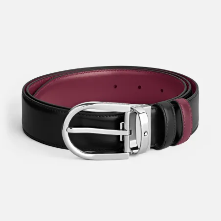 Cintura reversibile 35mm in pelle di vitello nero/cassis Uomo Montblanc