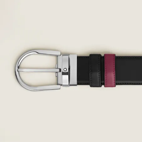 Cintura reversibile 35mm in pelle di vitello nero/cassis Uomo Montblanc