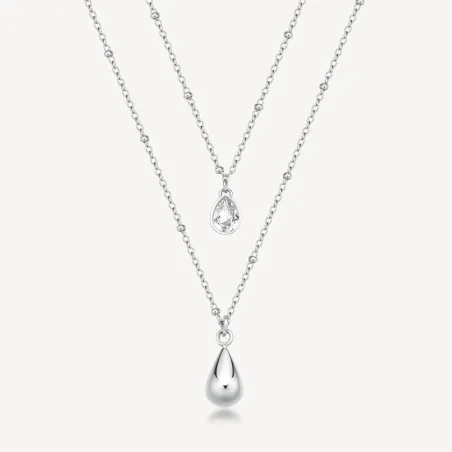 Collana doppio filo con pendente Goccia e cristallo Donna Brosway