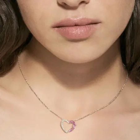 Collana Shine Me Up con Cuore e Zirconi Rosa Donna Nomination