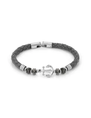 Bracciale Atlante Pelle con Ancora Diaspro Uomo Nomination