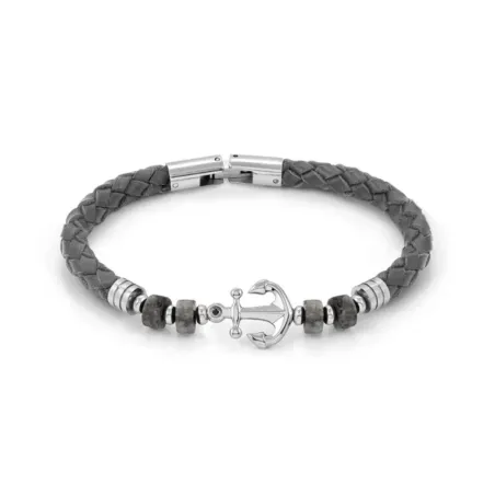 Bracciale Atlante Pelle con Ancora Diaspro Uomo Nomination