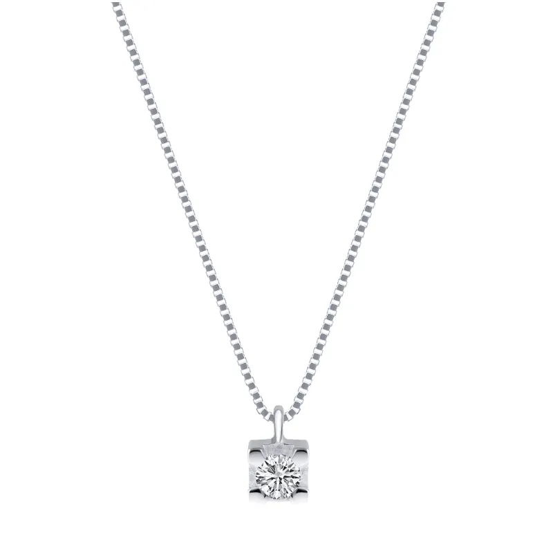 Collana Punto Luce oro bianco Diamante 0.05 Ct Donna Demetra Collana Punto Luce oro bianco Diamante 0.05 Ct Donna Demetra
