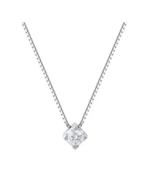 Collana Punto Luce oro bianco Diamante 0.12 Ct Donna Demetra