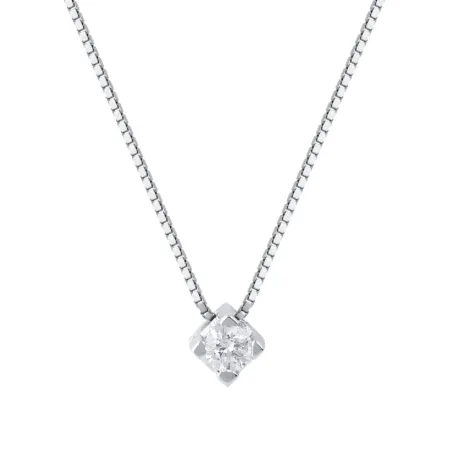 Collana Punto Luce oro bianco Diamante 0.12 Ct Donna Demetra
