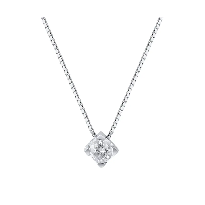 Collana Punto Luce oro bianco Diamante 0.18 Ct Donna Demetra