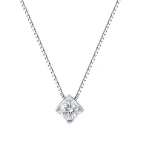 Collana Punto Luce oro bianco Diamante 0.18 Ct Donna Demetra